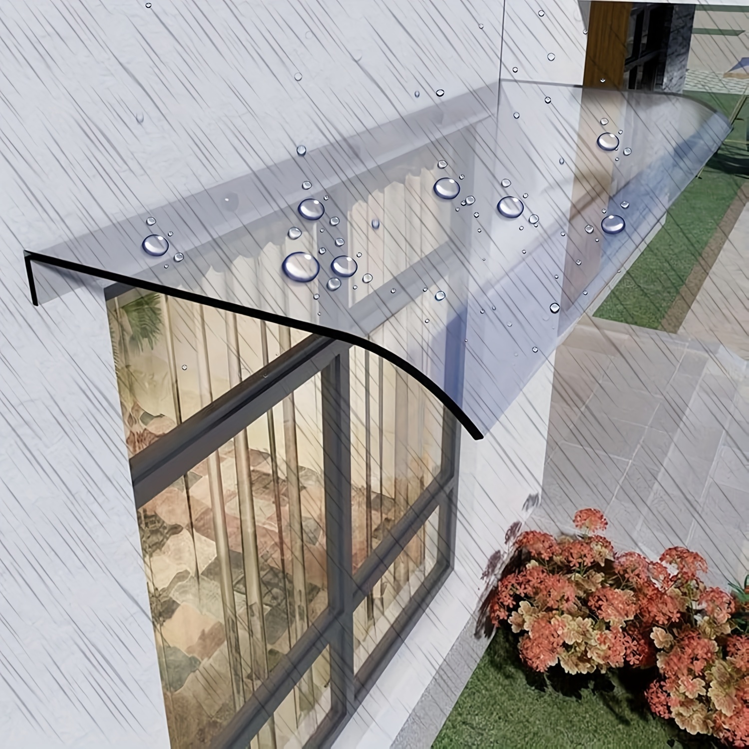 Fenstermarkise / Türüberdachung Aus Polycarbonat – Transparent, Wetterfest – 40x40 Cm Oder 40x50 Cm