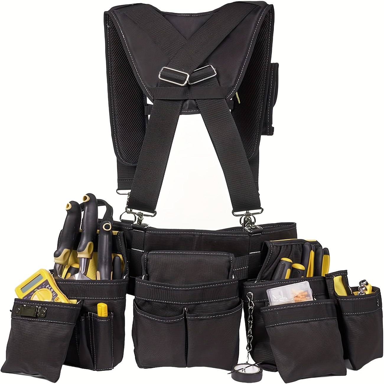 

Tool Belt With Suspenders, Heavy-duty Tool Vest Detachable & Adjustable Tool Bags For Carpenter Electrician Woodworker Construction Up To 50 Inches