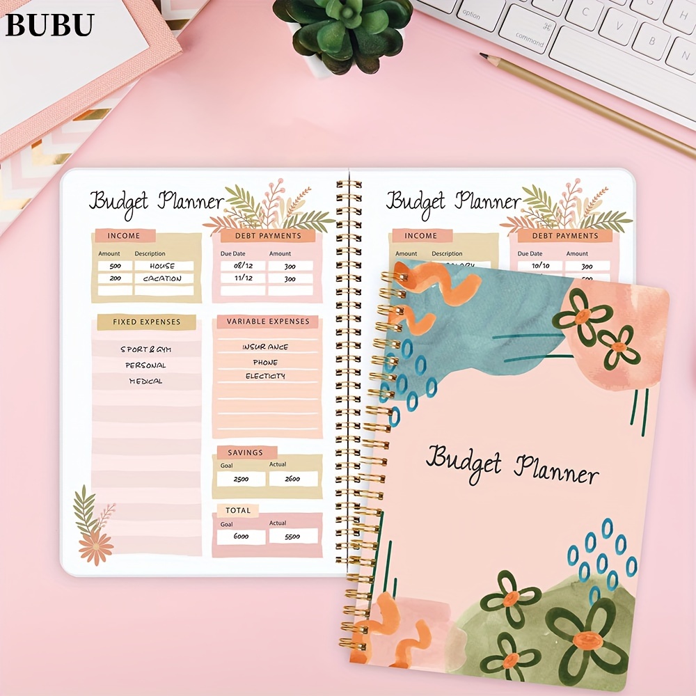 

1pc Spiral Budget Planner - Expense Notebook With Monthly Finance Organizer, Undated Finance Planner/account Book, Manage Your Money Effectively