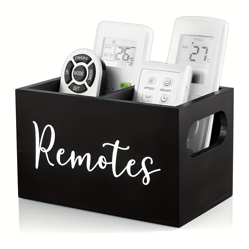 E-shop 1 Holzfernbedienungsbefestigung, klassischer Stil, geöffneter Deckeltyp, Mehrzweck-Aufbewahrungsbox mit 2 Fächern, für Wohnzimmer, Küche,