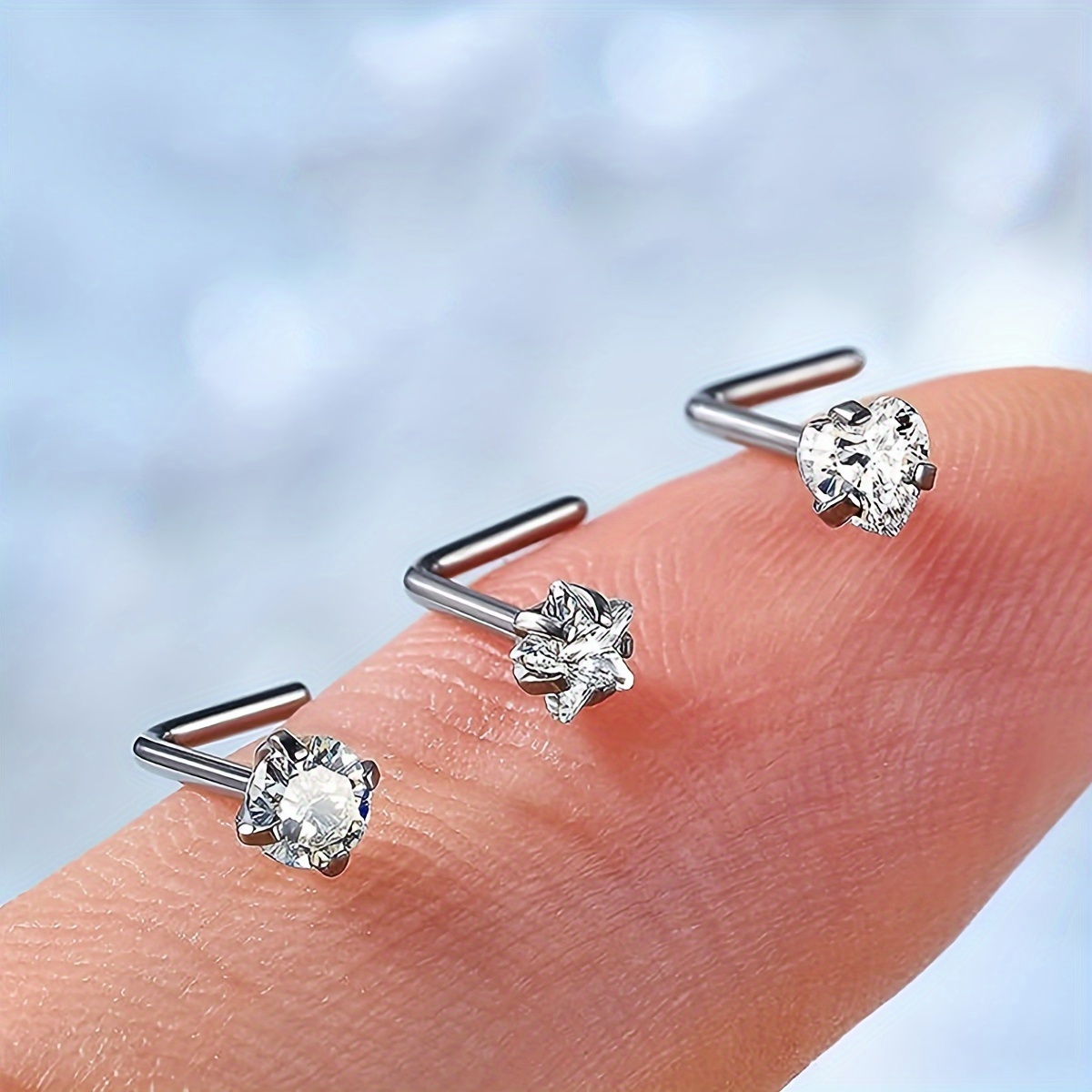 

Lot de 2 Clous de Nez en Acier Inoxydable avec en de Cœur pour Femmes, Cadeau de Fête