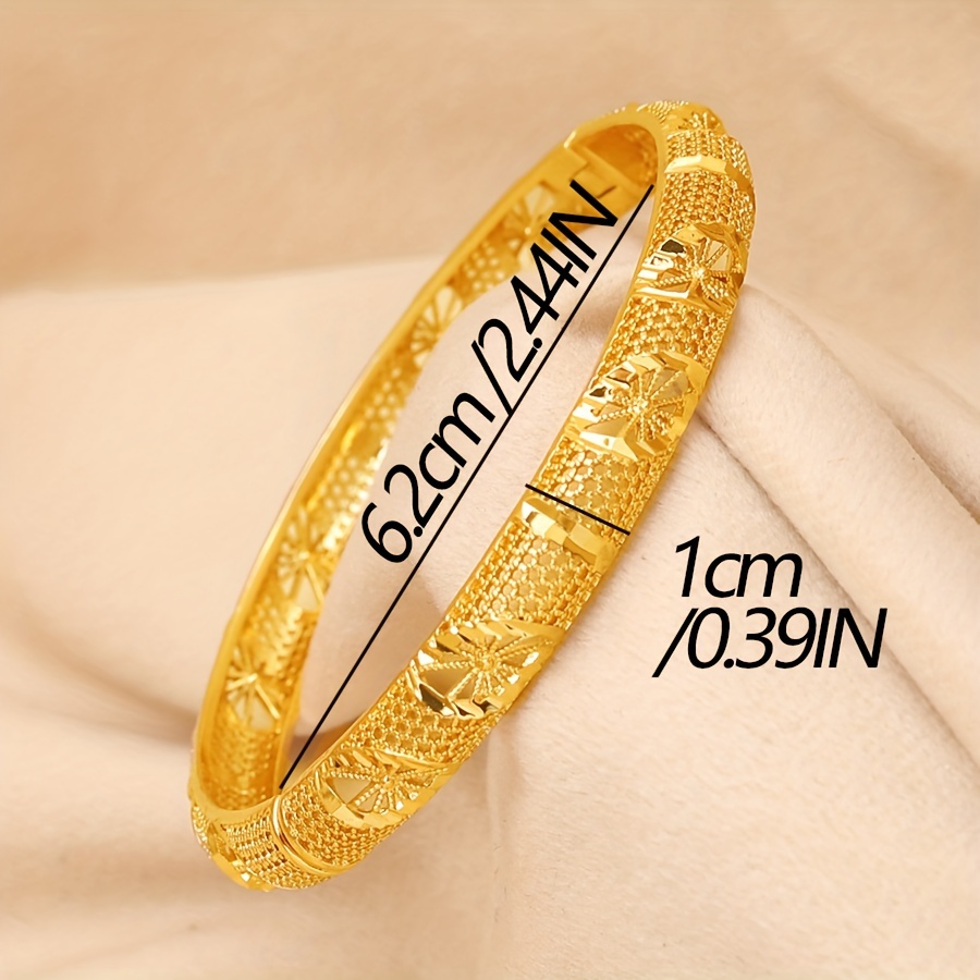 4pcs Copper Dubai Women's Bracelet Hollow Design Openable Classic Style