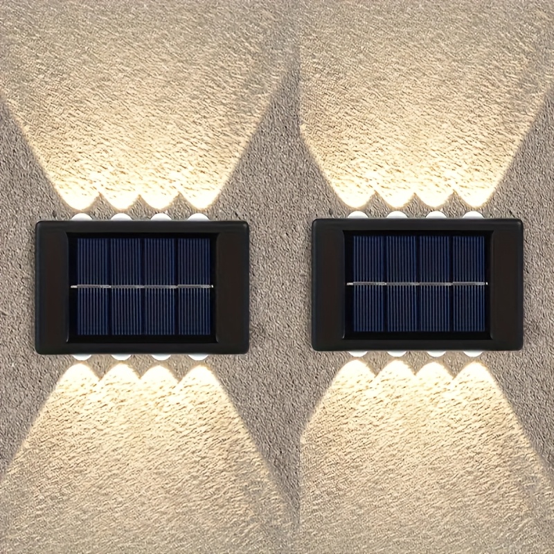 Image of Pack Of 2, 8led Solar Small Wall Lights Exterior Wall Lights, Outdoor Lighting, Outdoor Wall Decorative Lights, Led Landscape Lights For Outdoor, Courtyard, Villa, Fence, Terrace, Garden