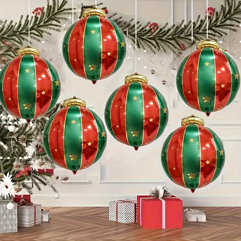 

A Set Of 6 Christmas Inflatable Hanging Balloon Decoration, Plastic 27festive Flowers Theme Decorations, Indoor And Outdoor Used Without Power Supply