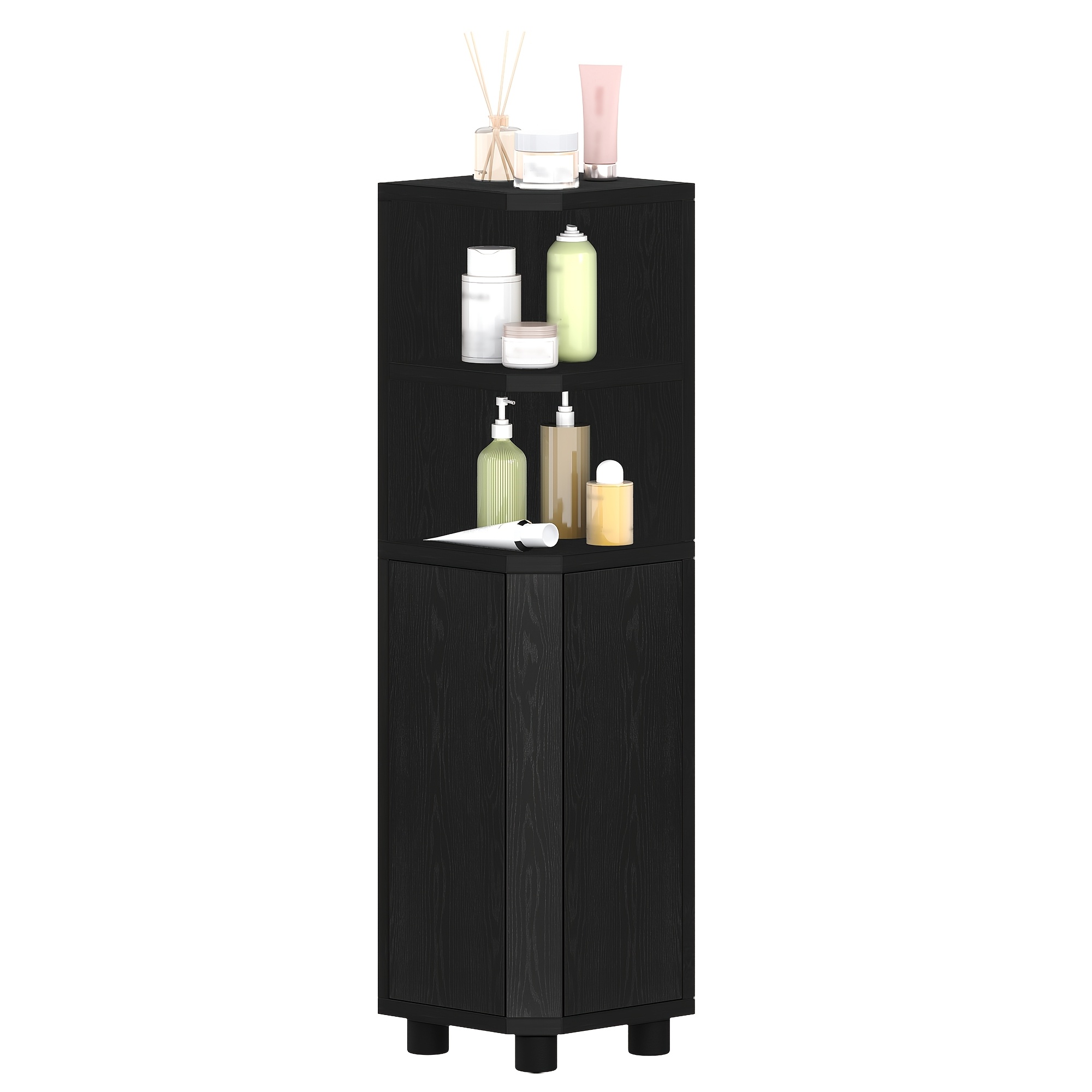 TEMU Armario de Baño, Esquinero con Estantes Ajustables, y Nivelador para Inodoro - Fácil Montaje 20 x 20 79 cm