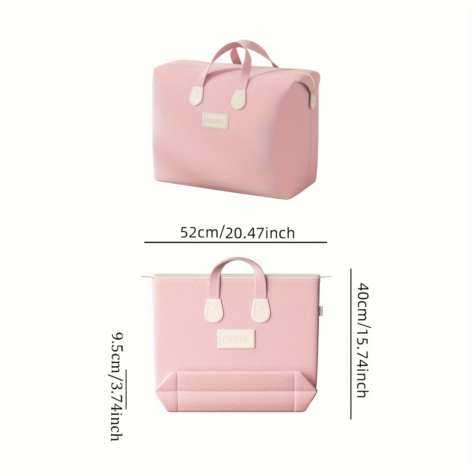 1pc YOUFEN Pink Polyester Blend Quilt Storage Bag with Zipper Closure - Portable Travel Organizer for Dorm, Clothes, Shoes & Accessories, Durable & Lightweight Design for Home, Office, Travel, Quilt Storage Bag, Dorm Room Organizer, Stylish Organizer, Sturdy Handles