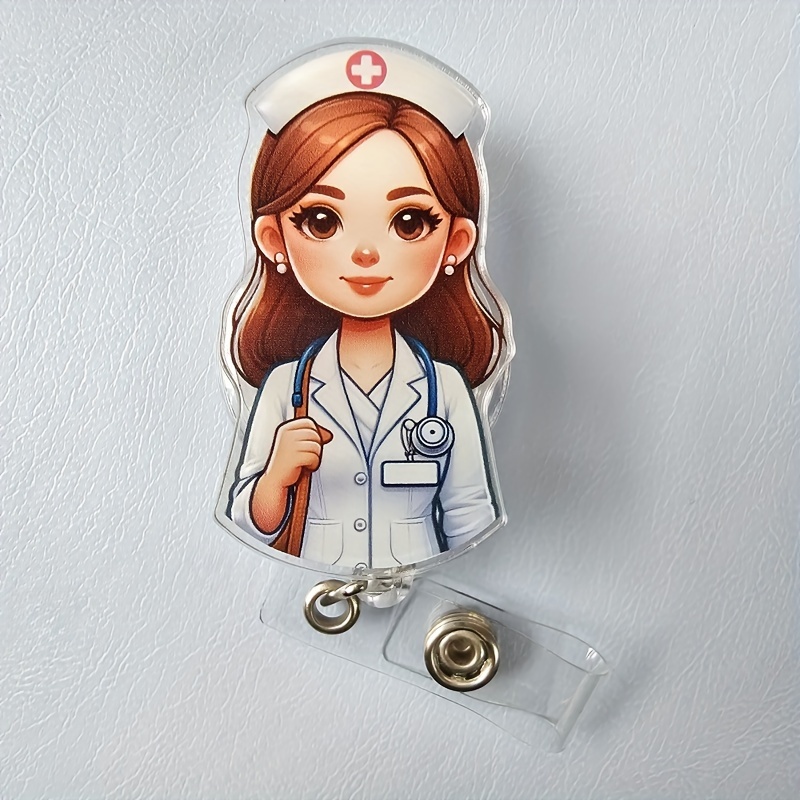 

1pc Nurse Reel Holder, Retractable With Id Clip For Nurse Nursing Name Tag Card Heart Anatomy Nursing Doctor Rn Lpn Medical Assistant, Random Color Easy-pull Buckles