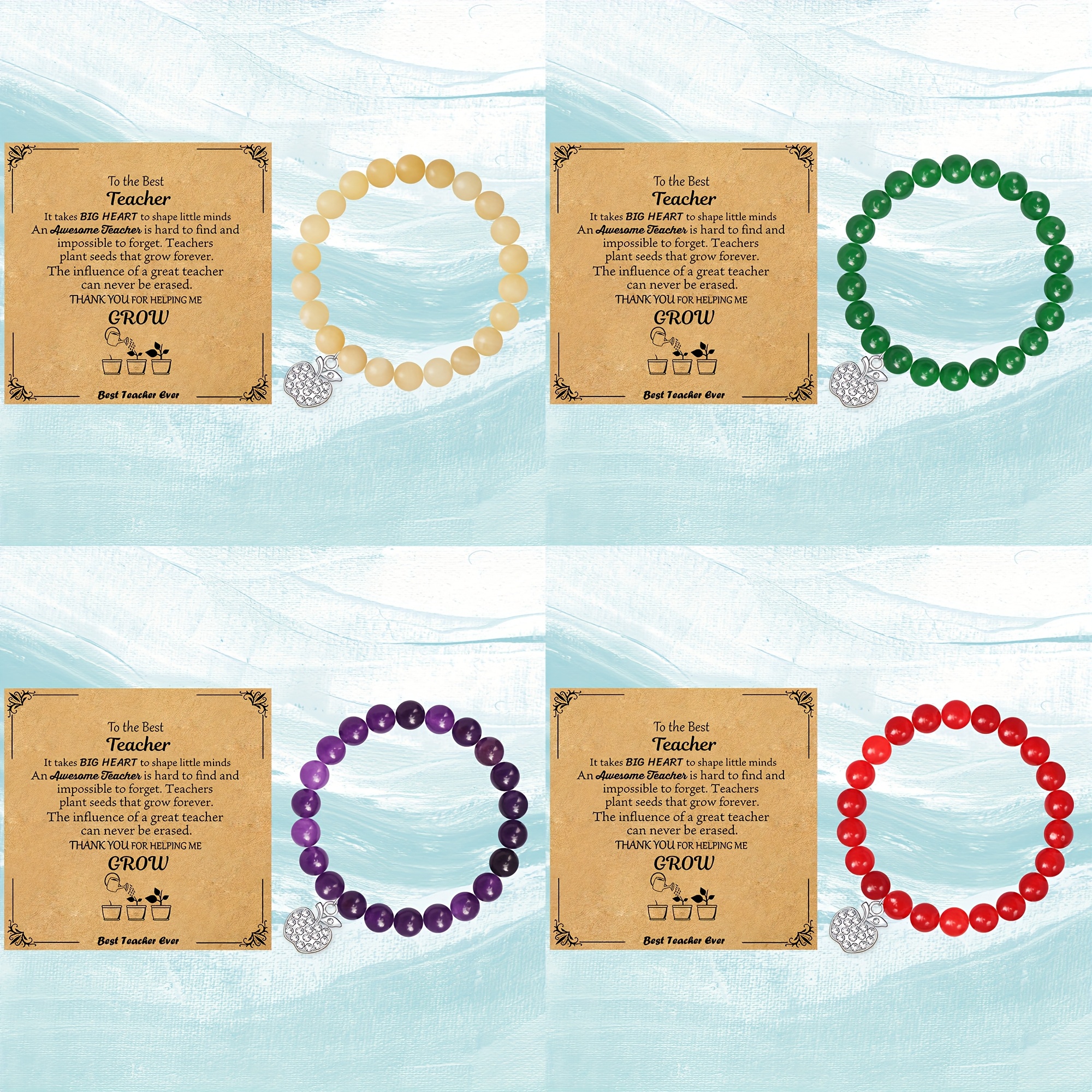 4pcs Minimalist PU Natural Stone Bracelet Set, Gift for Her