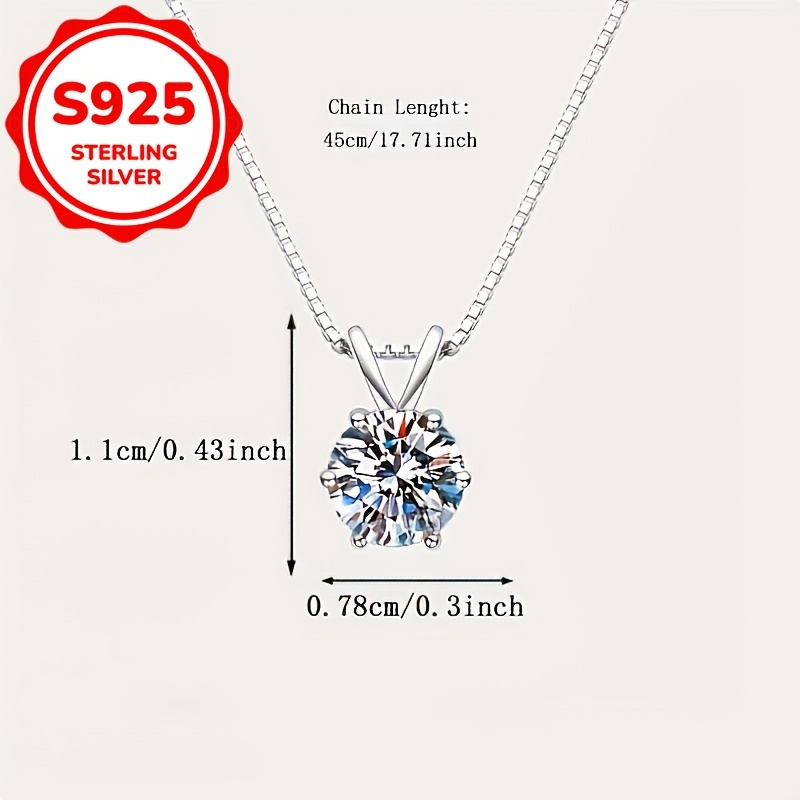Women's S925 Sterling Silver Six-Prong Pendant Necklace