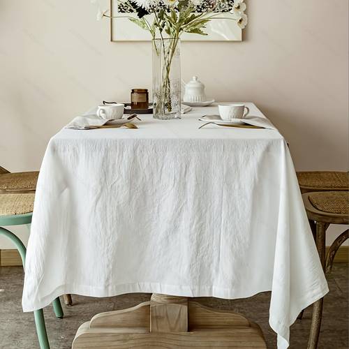 1pc white easy ruched tablecloth dining table decor living room decoration