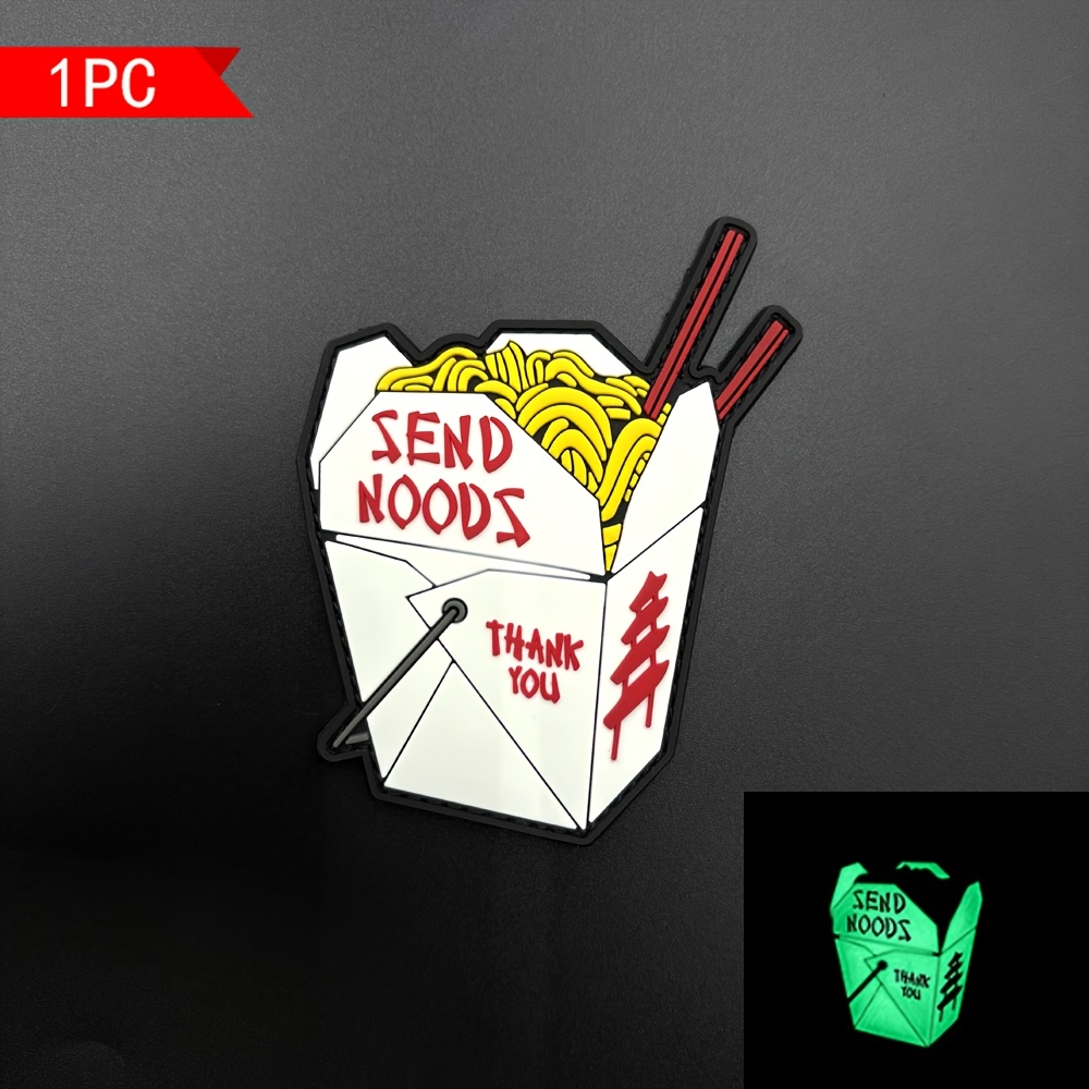 1pc Chopstick Back 3d Pvc Patch Badge, -the-dark Effect, With Hook-and-loop Backing, Suitable For Bags, Backpacks, Vests, And Clothing Decoration