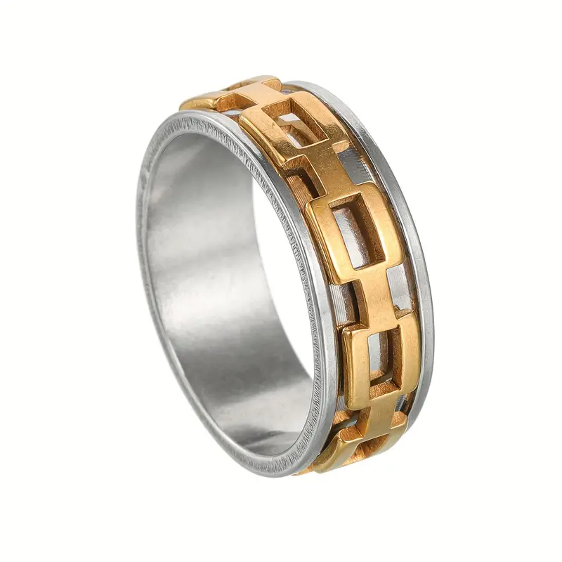1pc unisex punk style rotating stainless steel ring fashionable opener trendy jewelry gift for men no enamel stainless steel body Product details 2