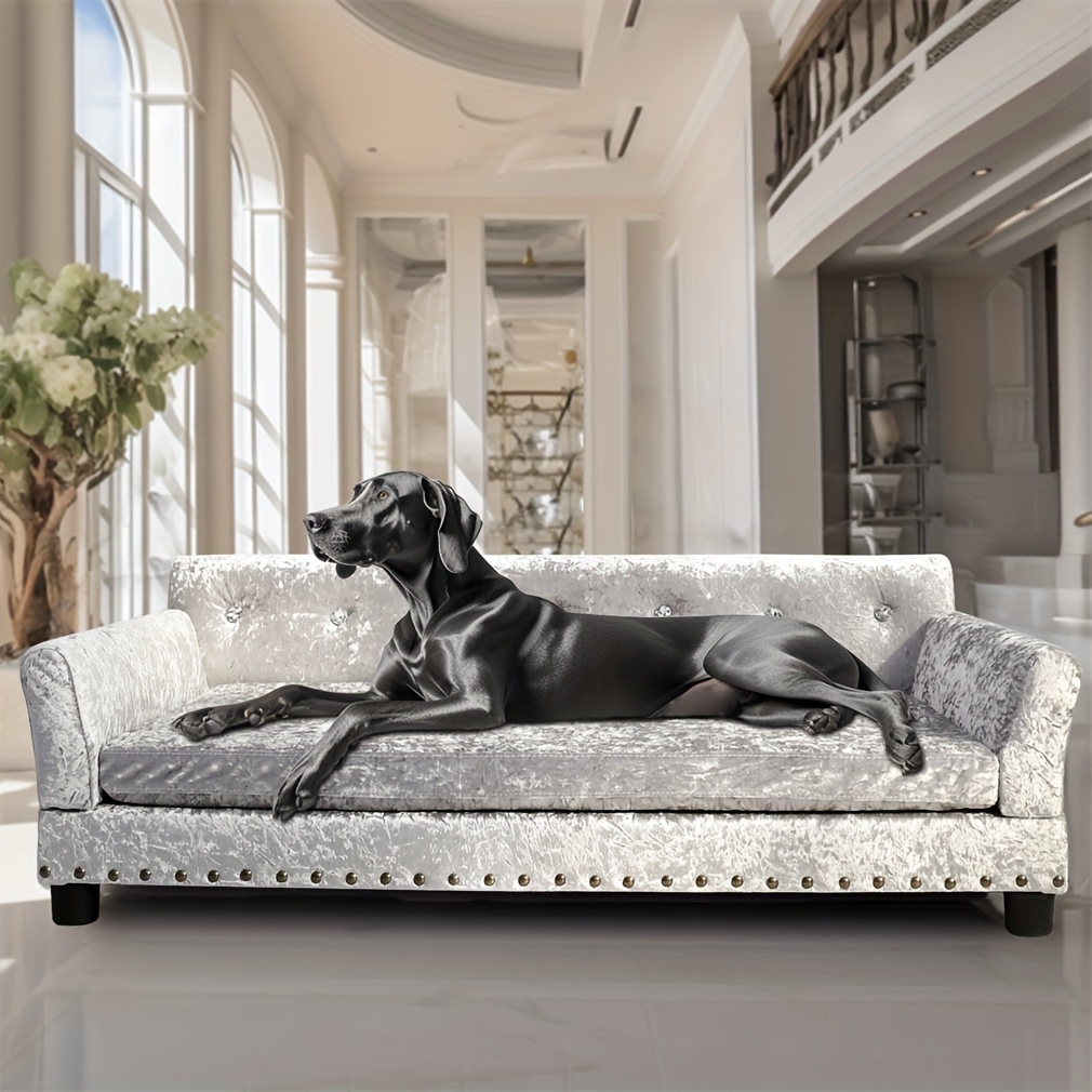 

Jumbo Dog Sofa Luxury Velvet Elevated Couch Dog Orthopedic Bed With Removable Cushion