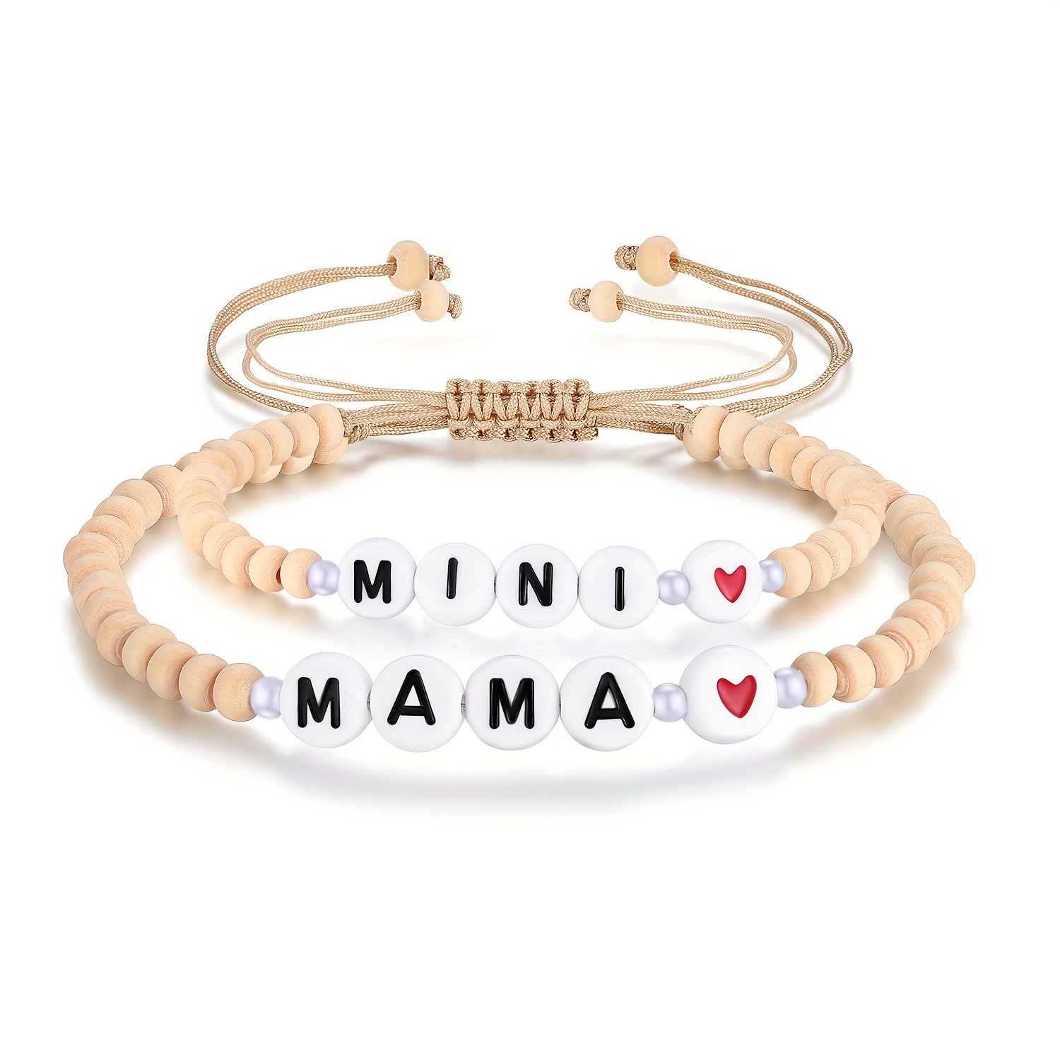 Image of Mother Daughter Bracelet Natural Wooden Bracelets For Mommy And Me Sweet Gifts For Mother Daughter