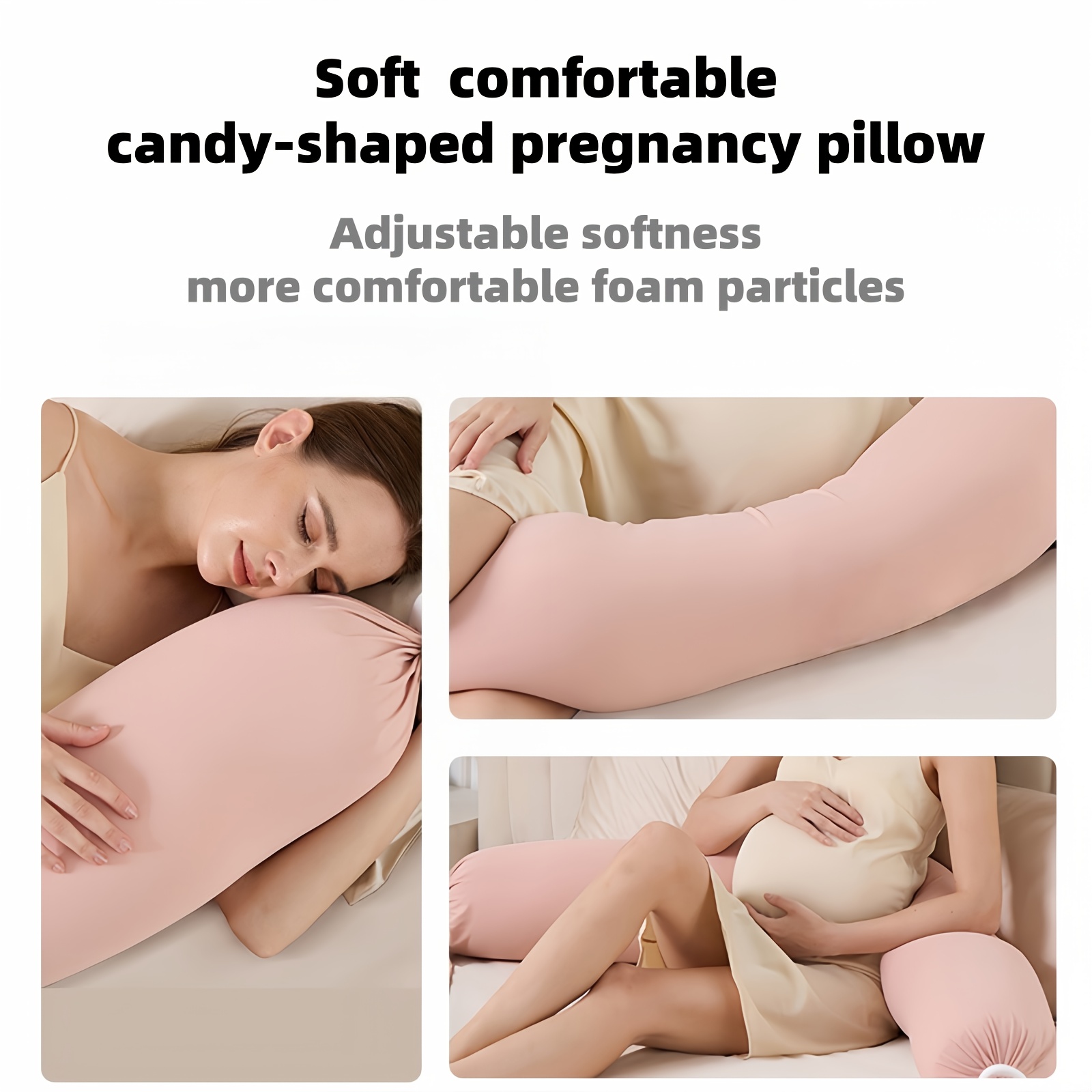 Extra-Long Side Sleeping Pillow, Designed for Pregnant Women, Filled with Comfortable Foam Particles, Featuring a Removable Cover, Adjustable Softness, Lightweight Support, Alleviating Pressure on The Back, Abdomen, And Hips