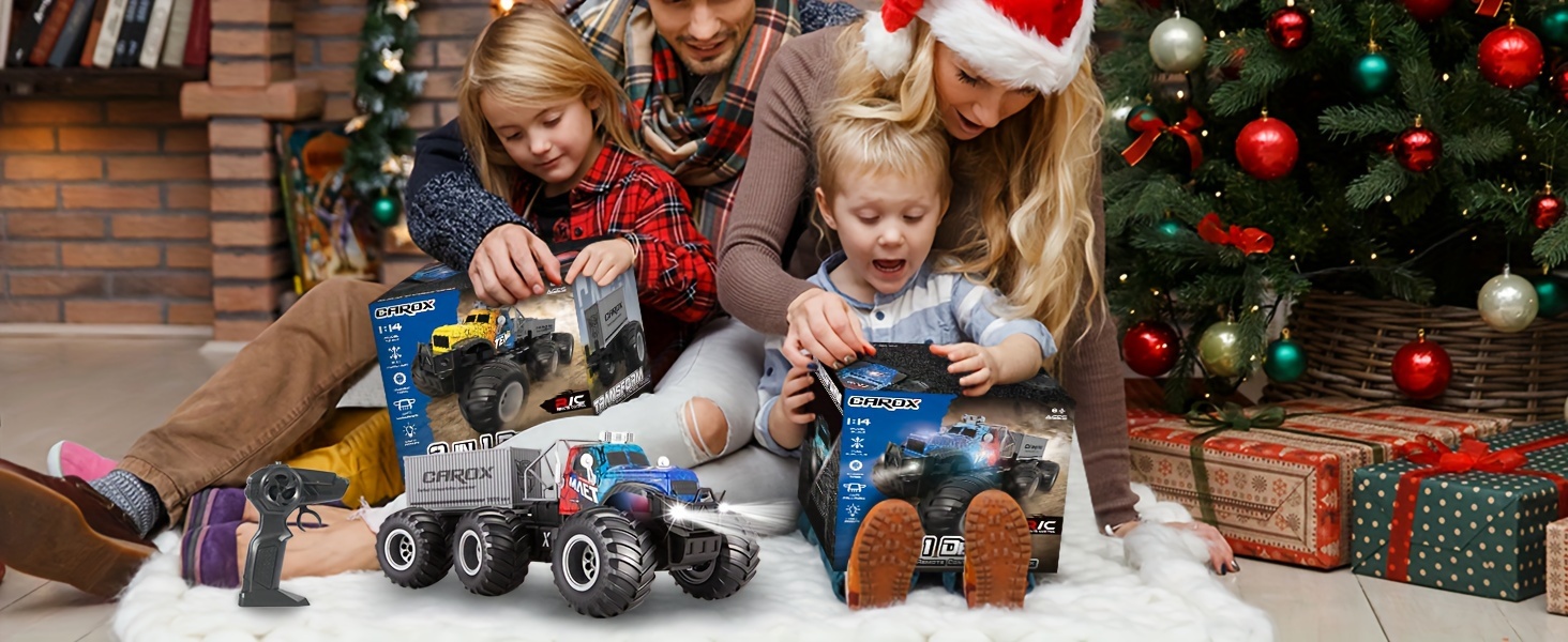 Remote Control Car with Dinosaur Toys, Transform from 4 to 6 Wheels, 19 KM/ H 2.4Ghz Monster Truck with 2 Rechargeable Batteries & LED Lights, Toy Car Gift for 3 4 5 6 7 8 9 Year Old Boys