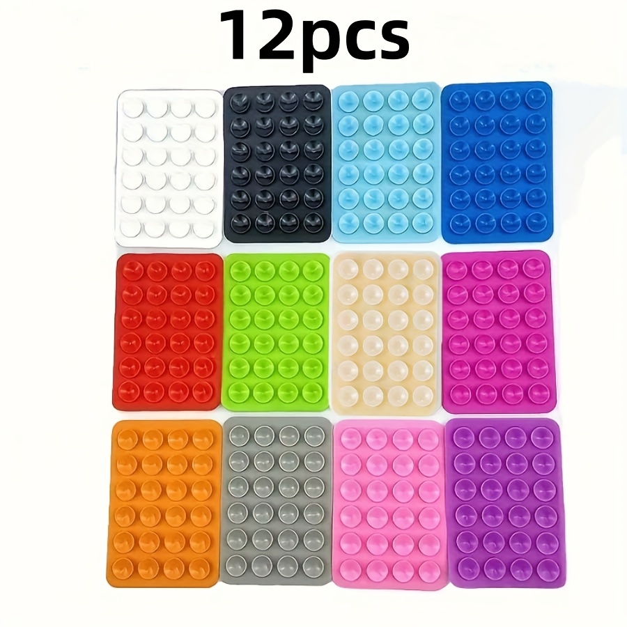 

6pcs/12pcs Silicone Suction Cup Holder - Multifunctional Anti-slip Adhesive Mobile Phone Holder Pad, Portable And Detachable Square Holder For Selfie And Video Recording