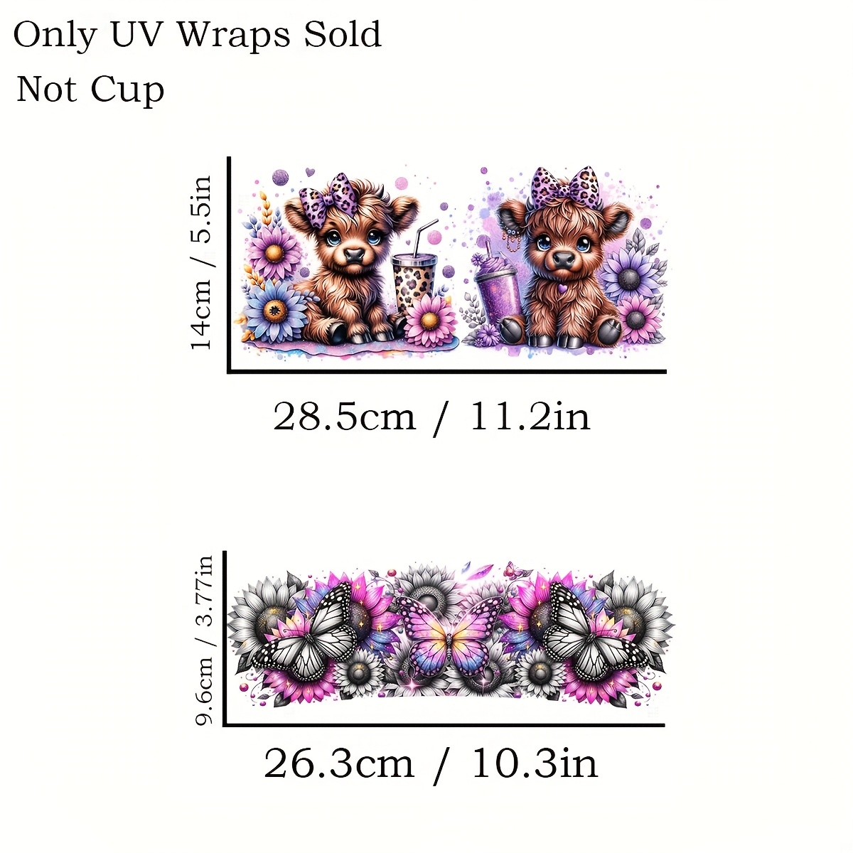 TEMU 2pcs Set Of Cute Highland Cow Uv-resistant 40-ounce Glass Cup - Waterproof And Scratch-resistant Transfer Paper Suitable For Insulated Cups,
