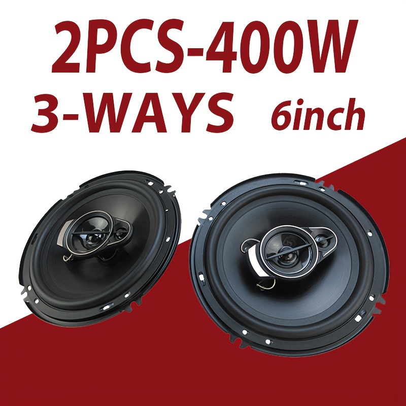 TEMU Car Speakers, 2 (2x400w), 6 Inches, 3-channel Coaxial Car Audio, Embedded Door Audio, Surround Sound System Components, High-resolution For Car