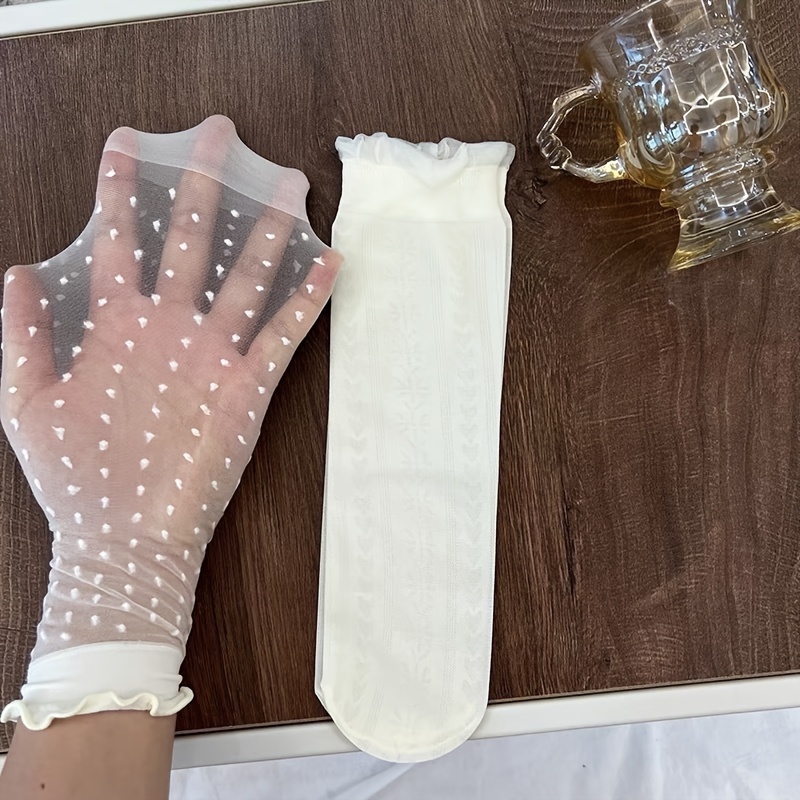 

3pairs Girls Lace Mesh Socks Versatile Trendy And Cute Style
