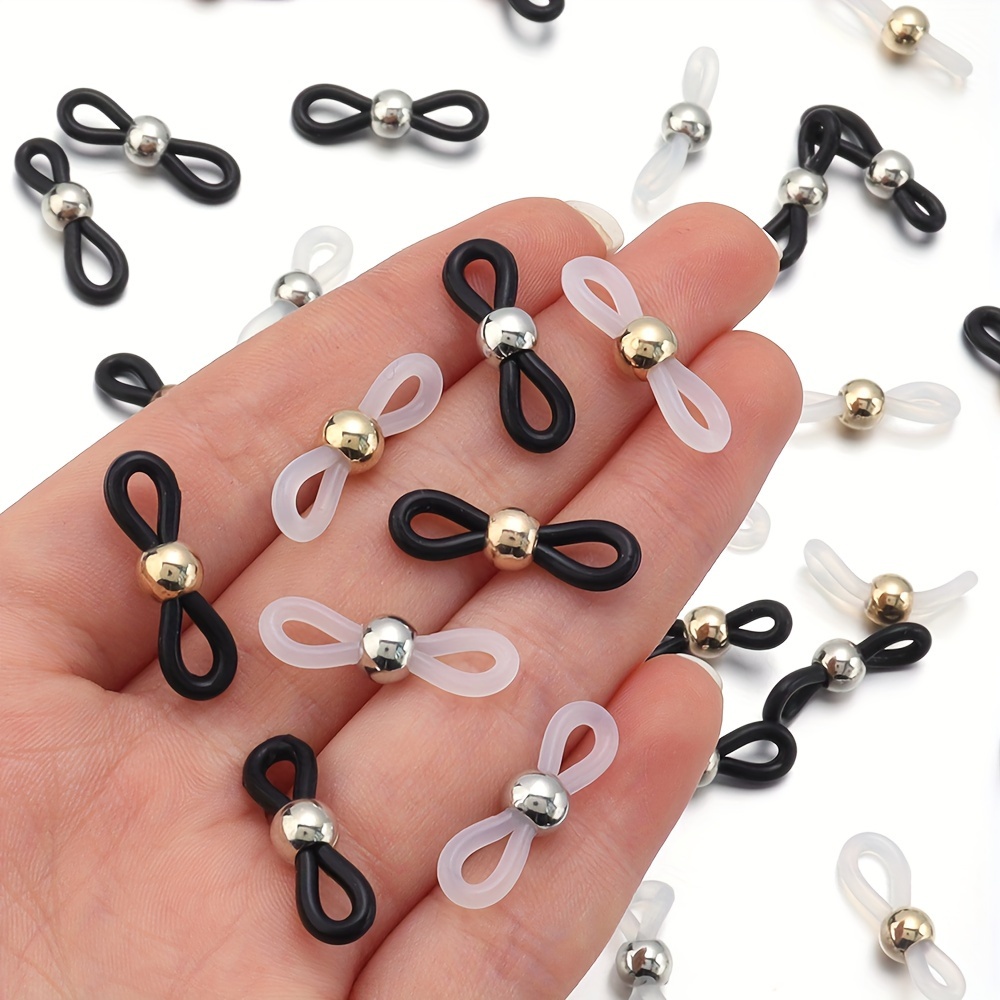 

50pcs Ccb Bead, Silicone Spectacle End Connectors, Eyeglass Chain Ends Adjustable Connectors, Eye Glasses Holder, Necklace Chain Diy Jewelry Accessories