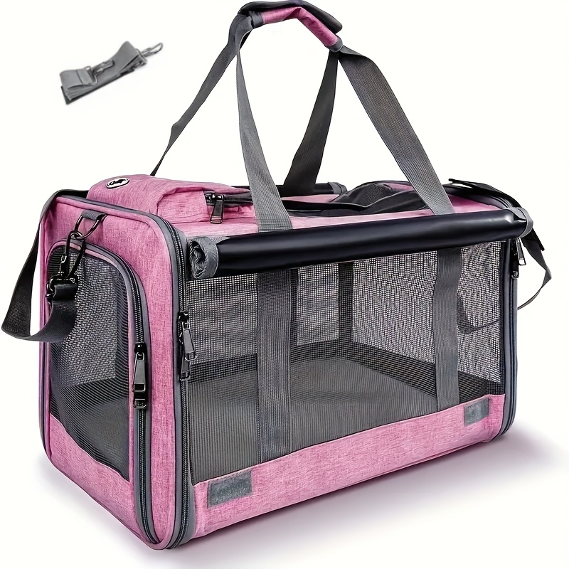airline approved soft sided medium cat small dog carrier durable breathable collapsible travel crate with privacy panels zipper closure   interior ventilation mesh portable pet kennel for airplane car vet   easy to carry po