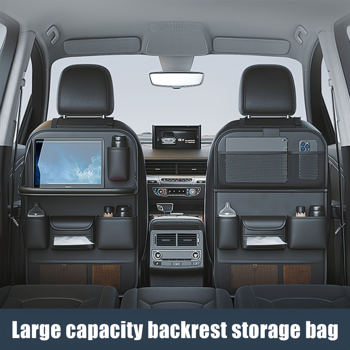 Rangement Voiture Enfant Organiseur De Coffre De Voiture FORTEM | 2 Compartiments Pliables | Fond Antidérapant | Pour SUV, Voitures, Camping Sac Coffre Auto