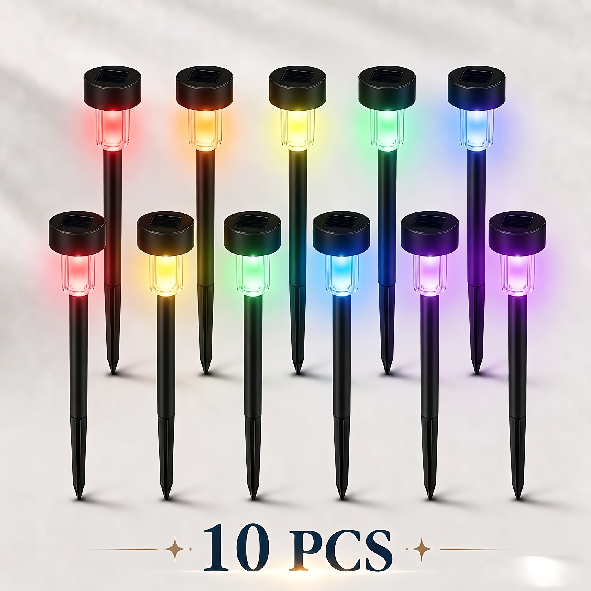 TEMU 10pcs Halloween Decorative Solar Path Lights, Colorful Led Solar Courtyard Floor Lights, Ip44 Solar Outdoor Landscape Lights, Automatic Switch,