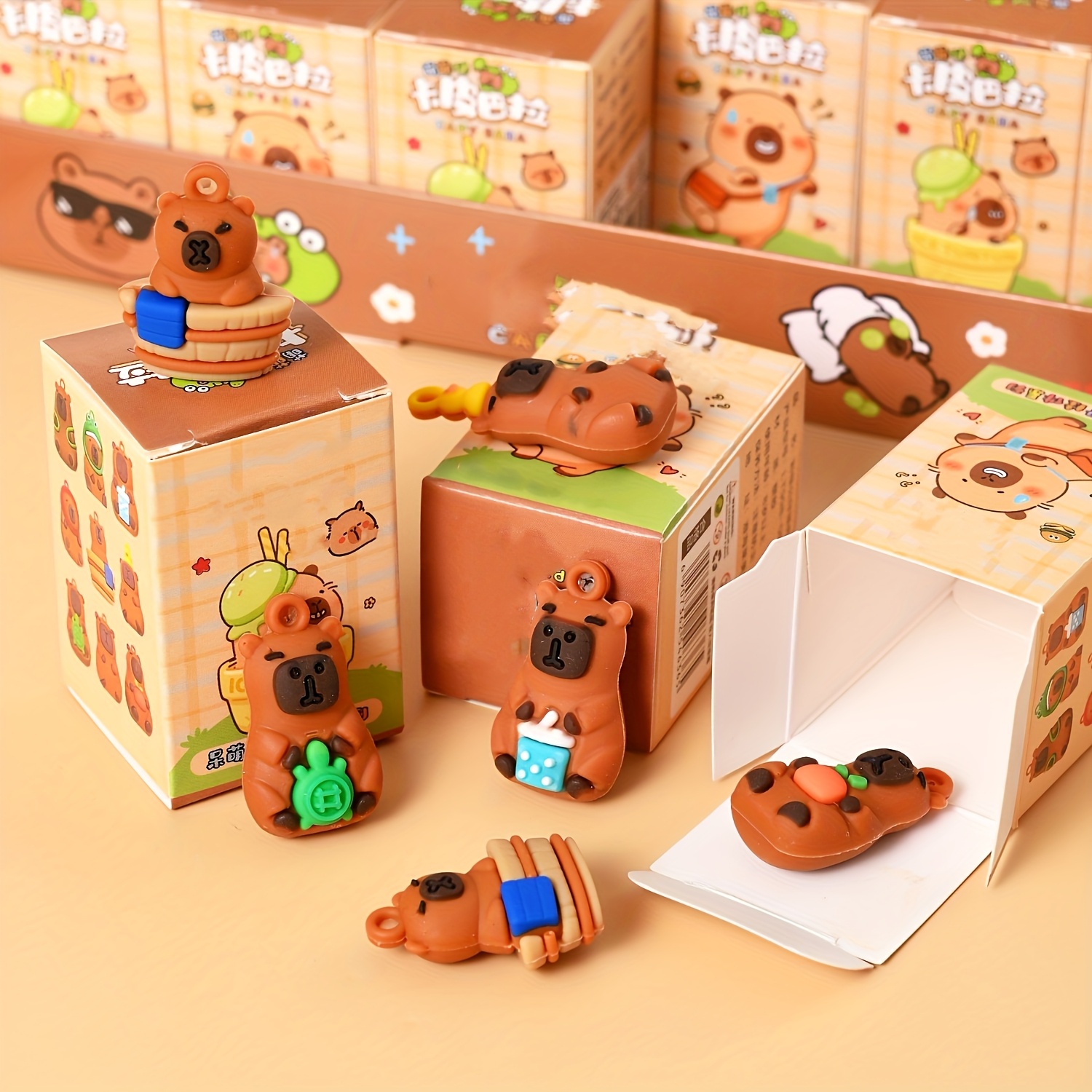 

24pcs Cute Capybara Keychain Figurines - Mixed Color Pvc Cartoon Animal Charms, , Ideal For Christmas Countdown & Surprise Gifts, Mini Christmas Figurines, Best For Christmas