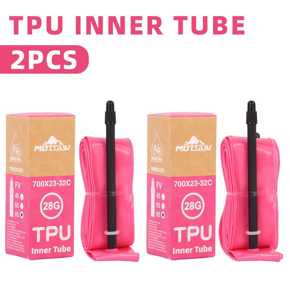 Image of 2pcs Vxm Tpu Road Bike Inner Tubes, Valve, 700x23-32c, Durable Bicycle Tire Cylinders, 28g French Valve, Suitable For Mountain Bikes, Folding Bikes, And Road Bikes