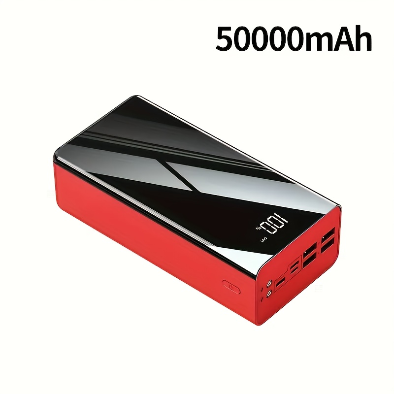 TEMU 50000mah Portable Large Capacity Mobile Power Bank With Multiple Type-c, Micro, Usb Ports/ Display/light, Suitable For Fast Charging Of Various