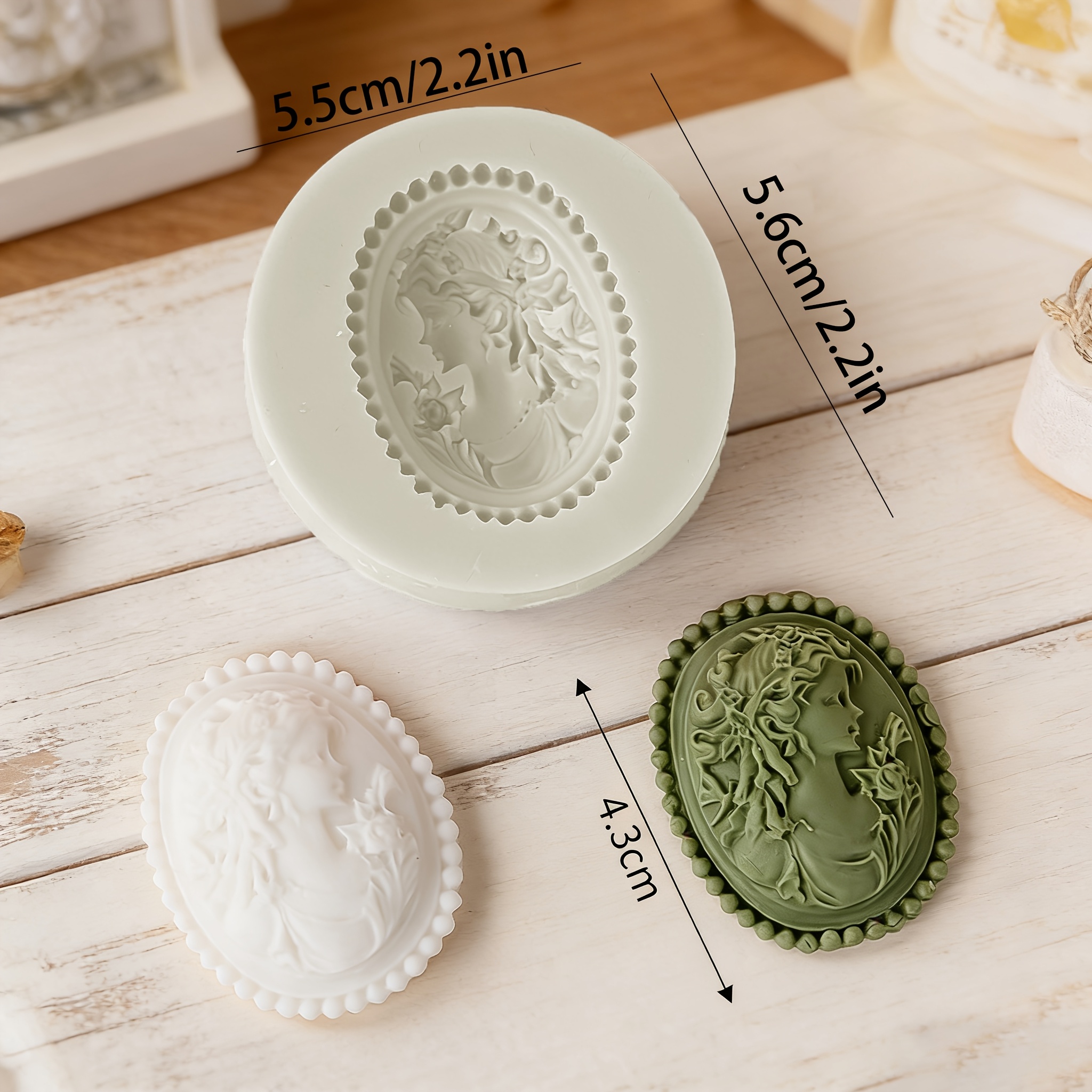 TEMU 1pc Beige European Retro Noblewoman Portrait Silicone Mold - Reusable Suitable For Resin Crafts, Gothic Making, Historical Relief For Brooches,