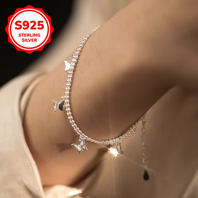 925 Silver Double Layer Bead Bracelet for Women