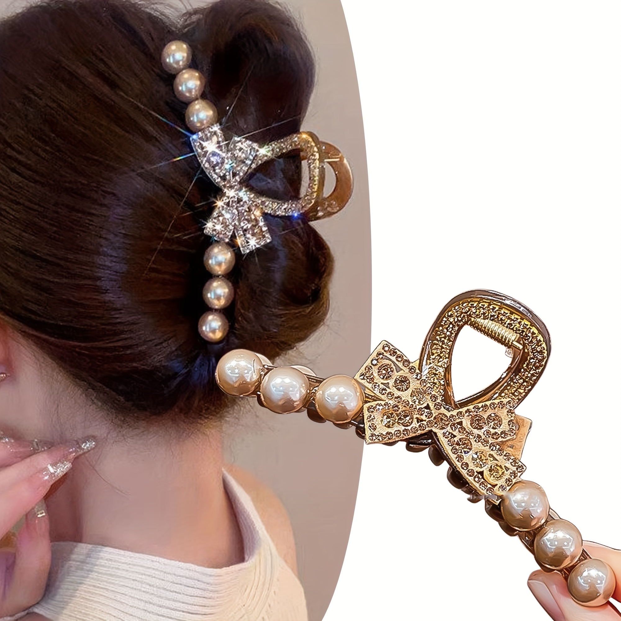 

Large Pearl-encrusted Hair Claw Clip, Elegant And Vintage-style, Long Hair Thick Hair, Perfect Gift For Women 14+ Years Old, Christmas Gift Idea