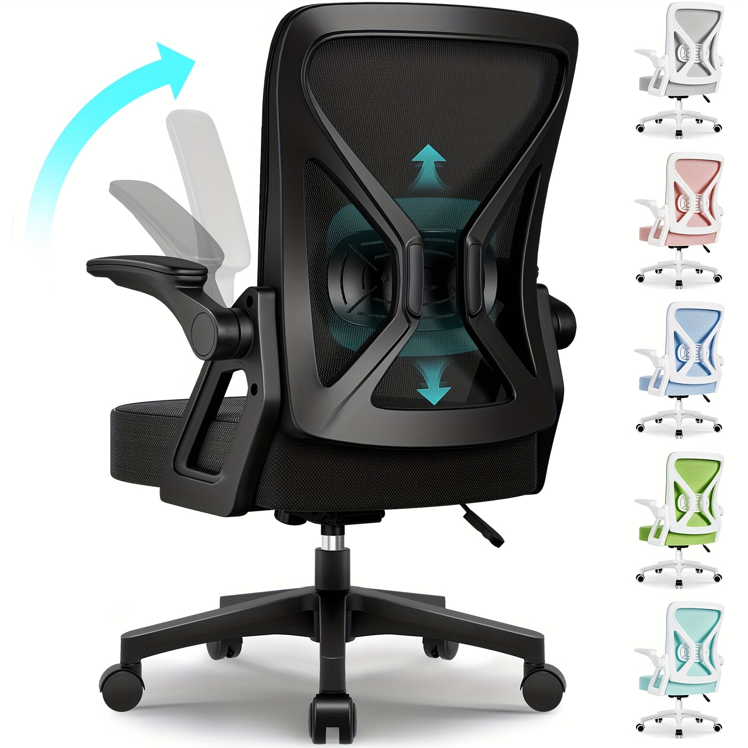 TEMU Office Chair, Ergonomic Office Chair, Desk Chair With Armrests, Lumbar Support, Height-adjustable Office Chair, Rocking Function 135°,