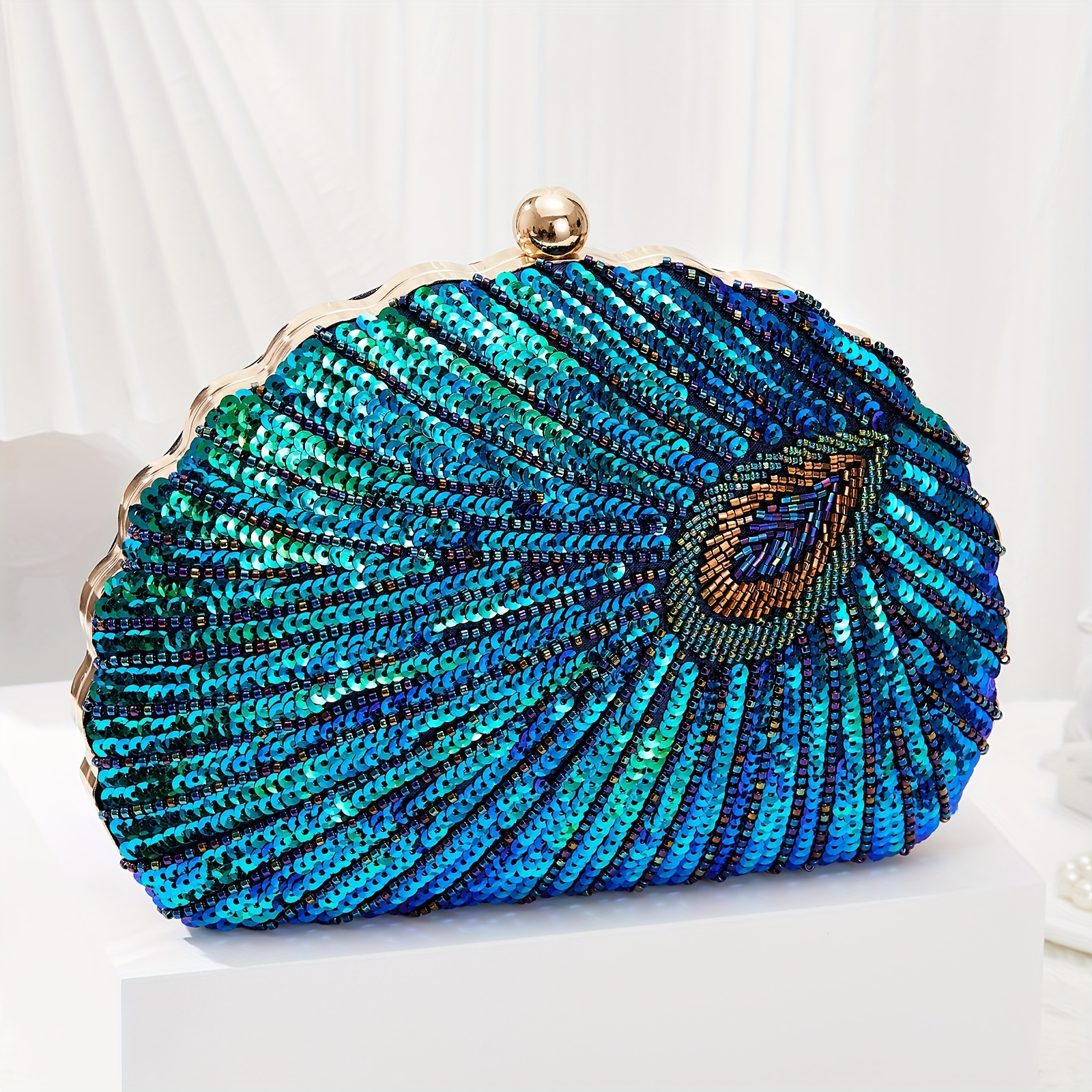 

Sparkly Sequins Decor Evening Clutch Purse Luxury Feather Women Dinner Party Evening Bag Handbag For Wedding