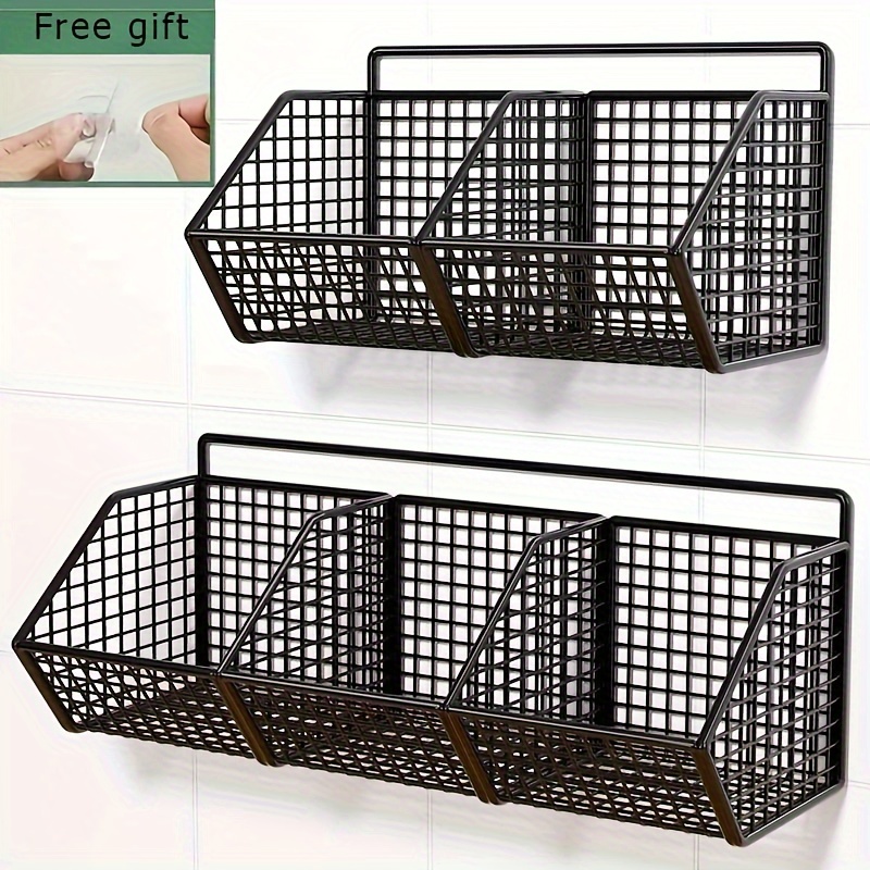 

Storage Basket Wire Food Storage Organizer Wall-mounted Storage Rack Kitchen Bedroom Bathroom Home Wall Rack Sponge Rack Single-layer Carbon Steel Hanging Basket