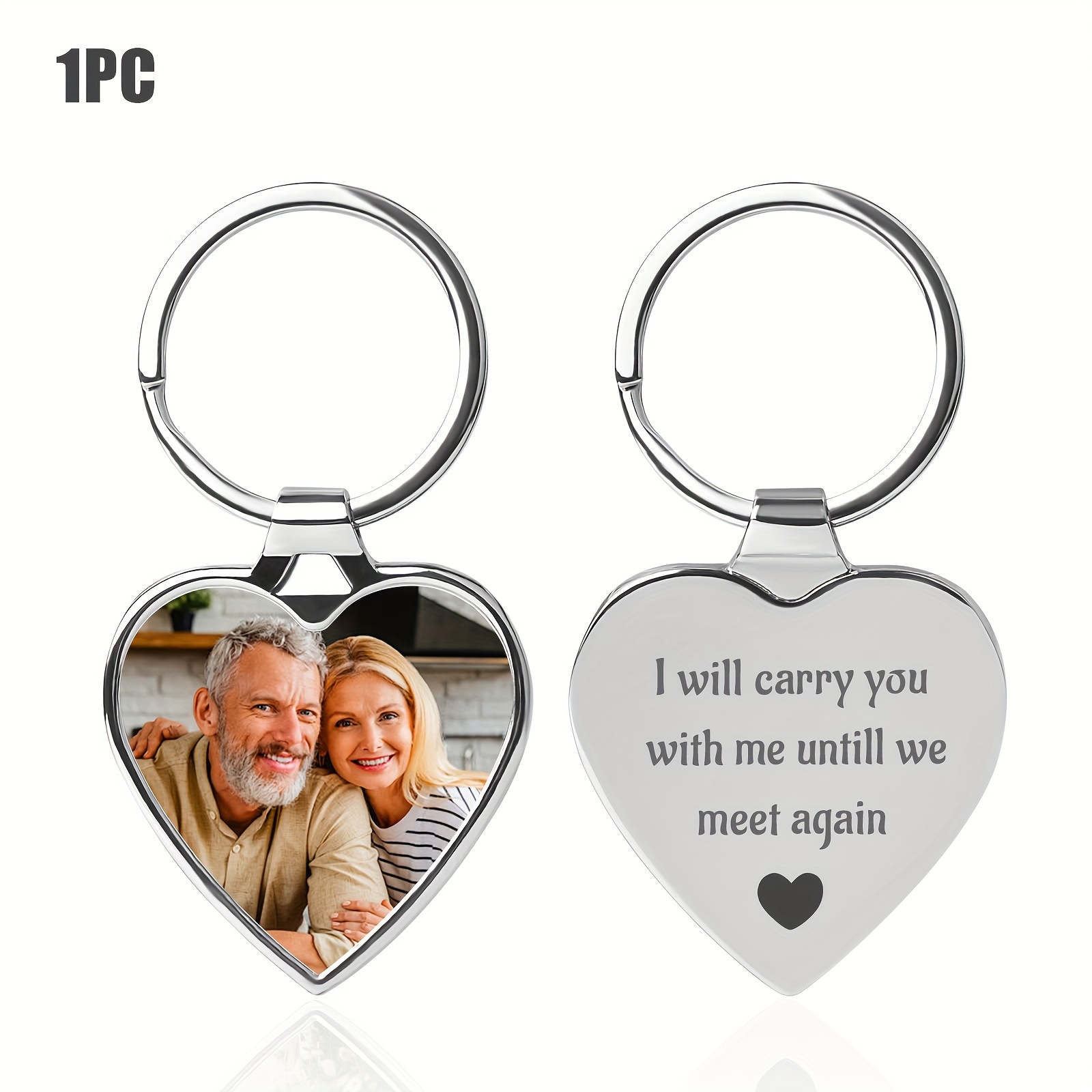 Image of Personalized Stainless Steel Keychain - Custom Photo Memorial Gift For Loss Of Parent Or Pet