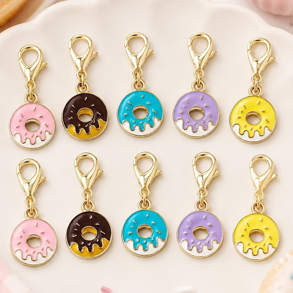 TEMU Portachiavi a Ciambelle 10 Pezzi, Casuale - Simpatici Portachiavi in di Metallo con Moschettone a , Regalo di Compleanno per Donne e Signore,