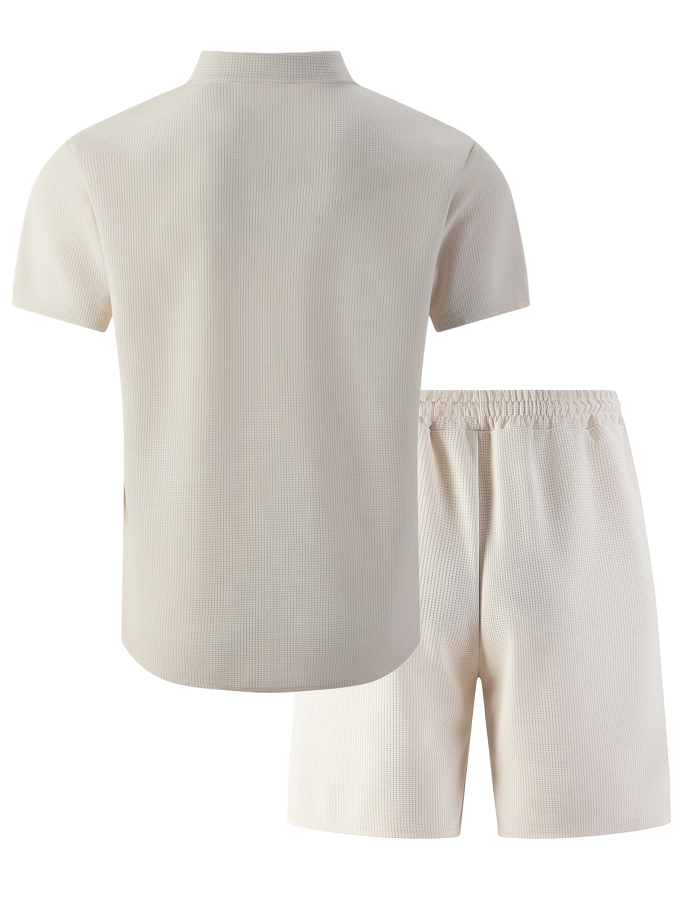 Men'S Waffle Knit Chest Pocket Short-Sleeve Shirt + Athletic Short-Sleeve Set