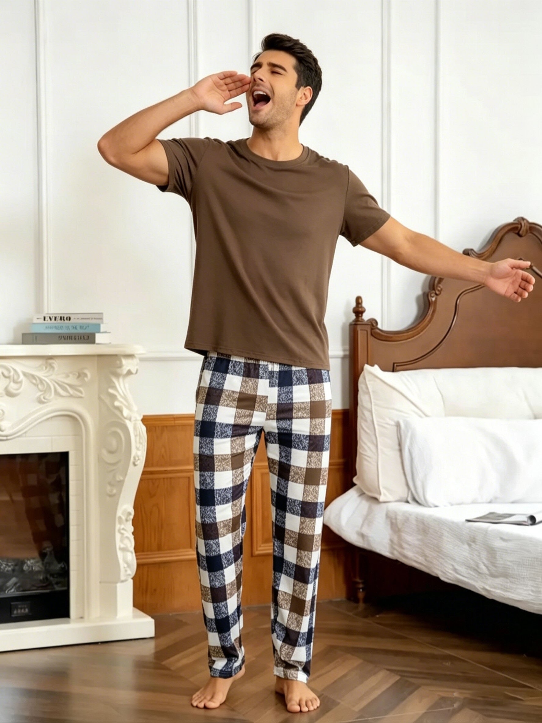 Herren Schlafanzug Mit Halloween-Motiv – Kurzärmlig Mit Shorts, Knopfleiste, Weicher Loungewear-Pyjama, Bequem Für Zuhause