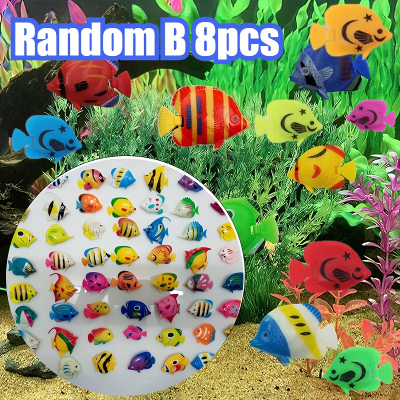 TEMU 8pcs Aquarium Fish Set - Realistic - Floating Decoration For Aquarium And Bathroom- Moving Fishes Lifelike Artificial Floating Fishes For Fish