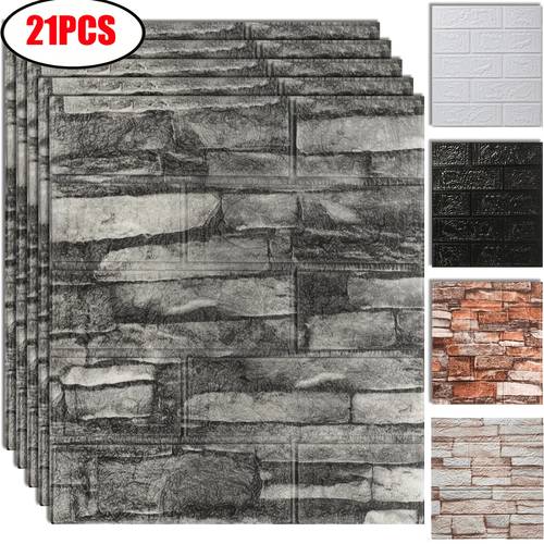 21pcs 3d wall panels peel and stick foam self decorative 3d brick wallpaper wall covering stone wall panel foam brick for living room kitchen bathroom