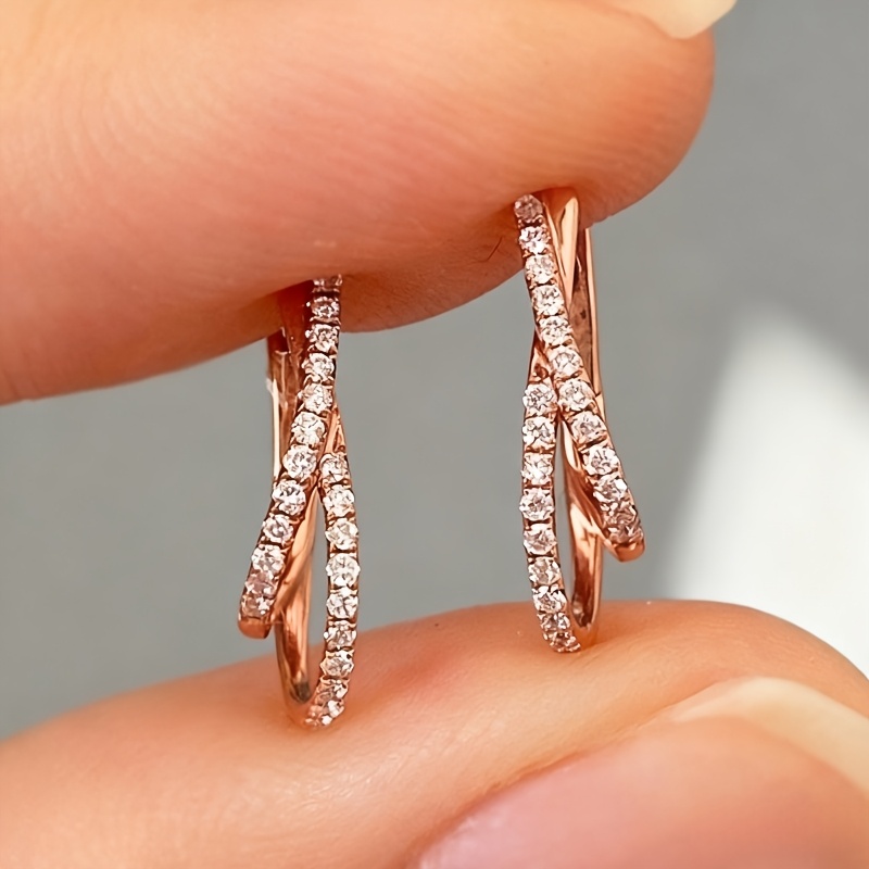 E-shop Elegante, exquisite Zirkonia-Einlegearmreifen mit unregelmäßigen Linien für Damen, Partys, Urlaube, , modische, temperamentvolle Ohrringe