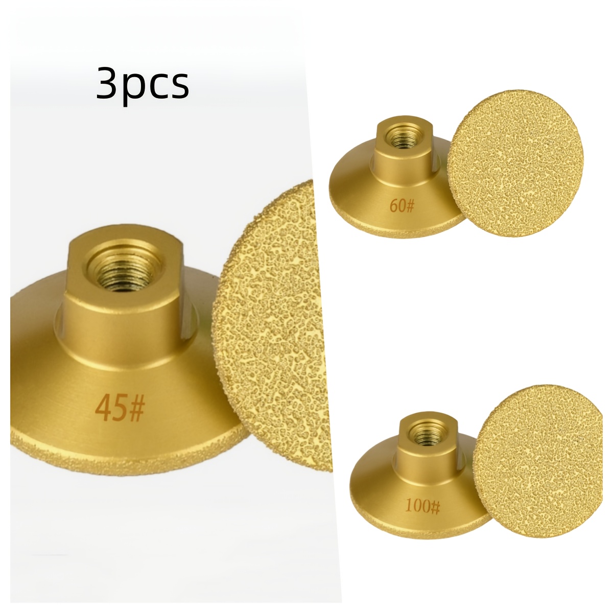 3pcs Diamond Flat Grinding Heads, Marble Tile Edge Welding Flat Grinding Head Stone Countertop Polishing Angle Grinder