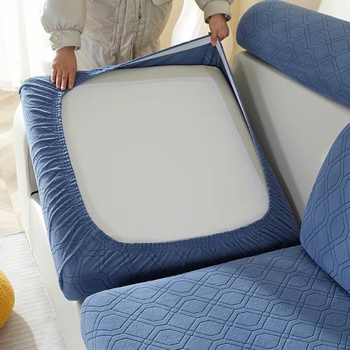 stretch sofa cover solid color jacquard sofa cushion cover removable and washable sofa slipcover set geometric pattern suitable for dogs cats pet furniture protector fits bedroom office living room sofas