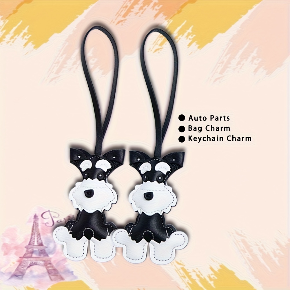 TEMU 2pcs Cartoon Schnauzer Dog Keychain, Charming Schnauzer Cartoon Keychain - Whimsical Dog Design With Rope Handle, Ideal For Handbags, Backpacks