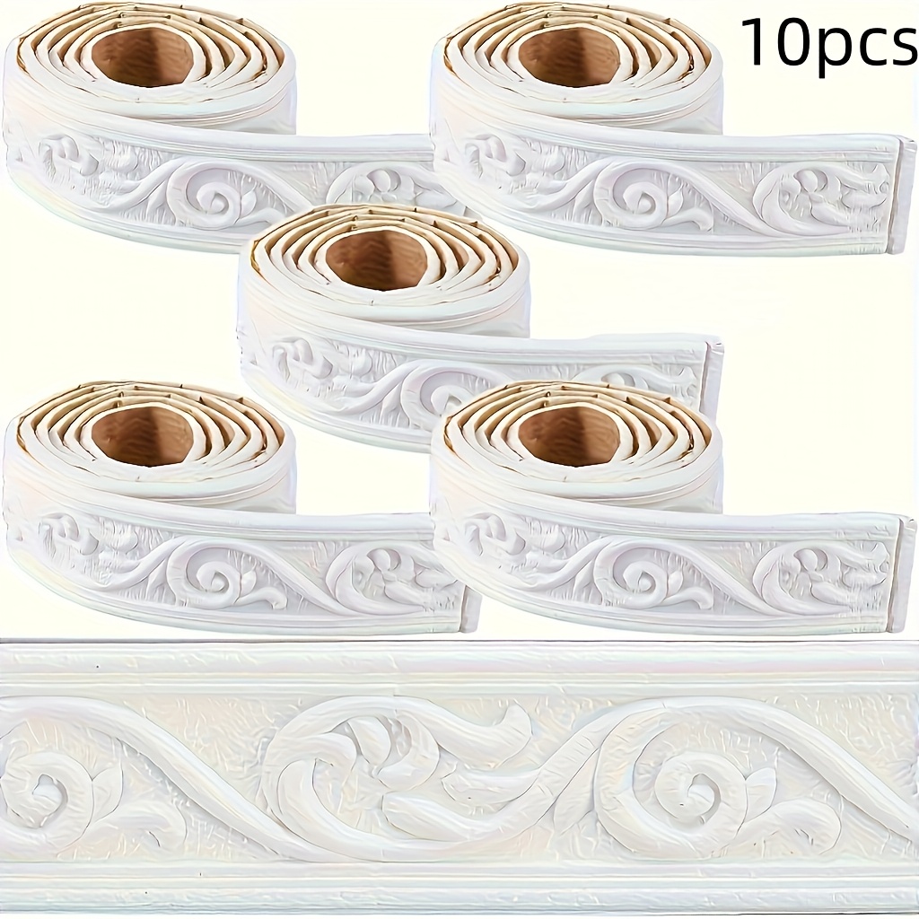 E-shop 10 Rollen 3D Weiße Dreidimensionale Türumrandungsdekoration, Wasserdichte Linien, Sofort Abzieh- und Aufkleben, Entfernbare Wandkanten