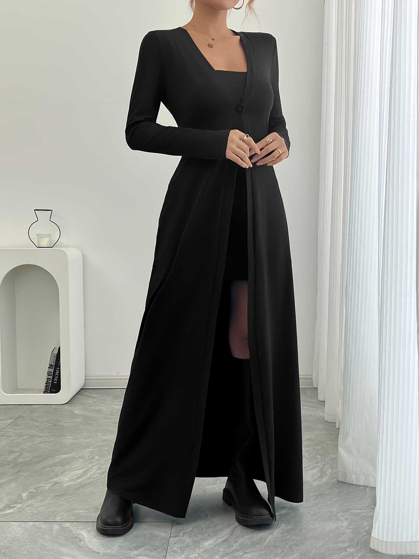 green emerald velvet dress Black Ribbed Sleeveless Dress Cardigan Maternity Set – PinkBlush main image 1