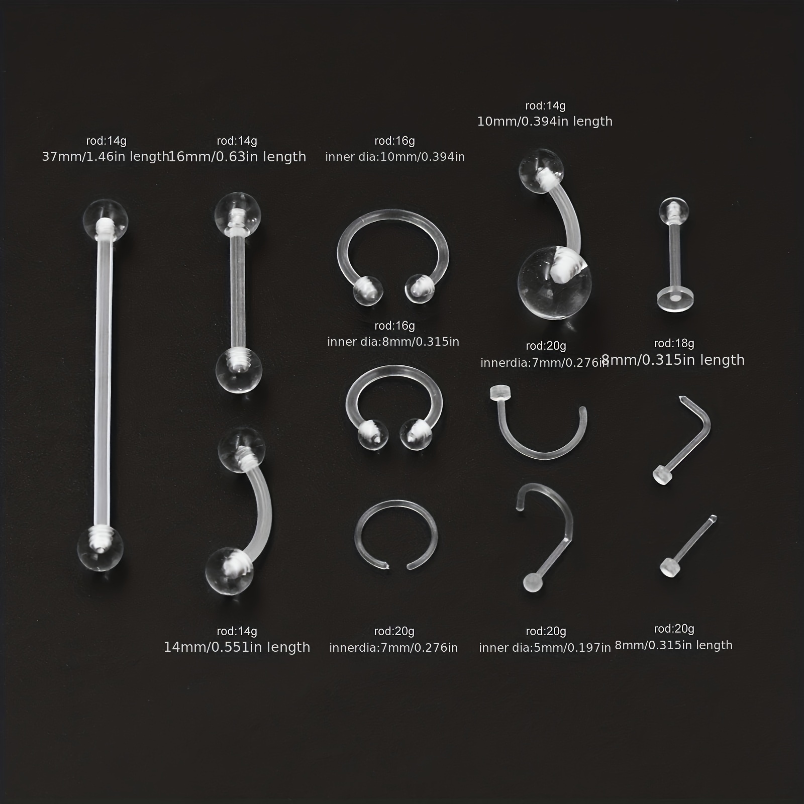 clear piercing retainers nose tongue nipple belly Temu
